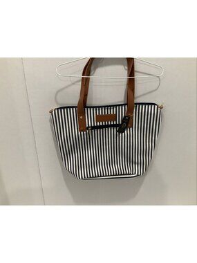 Kathy Ireland Canvas Tote Bag Navy White Striped three piece set